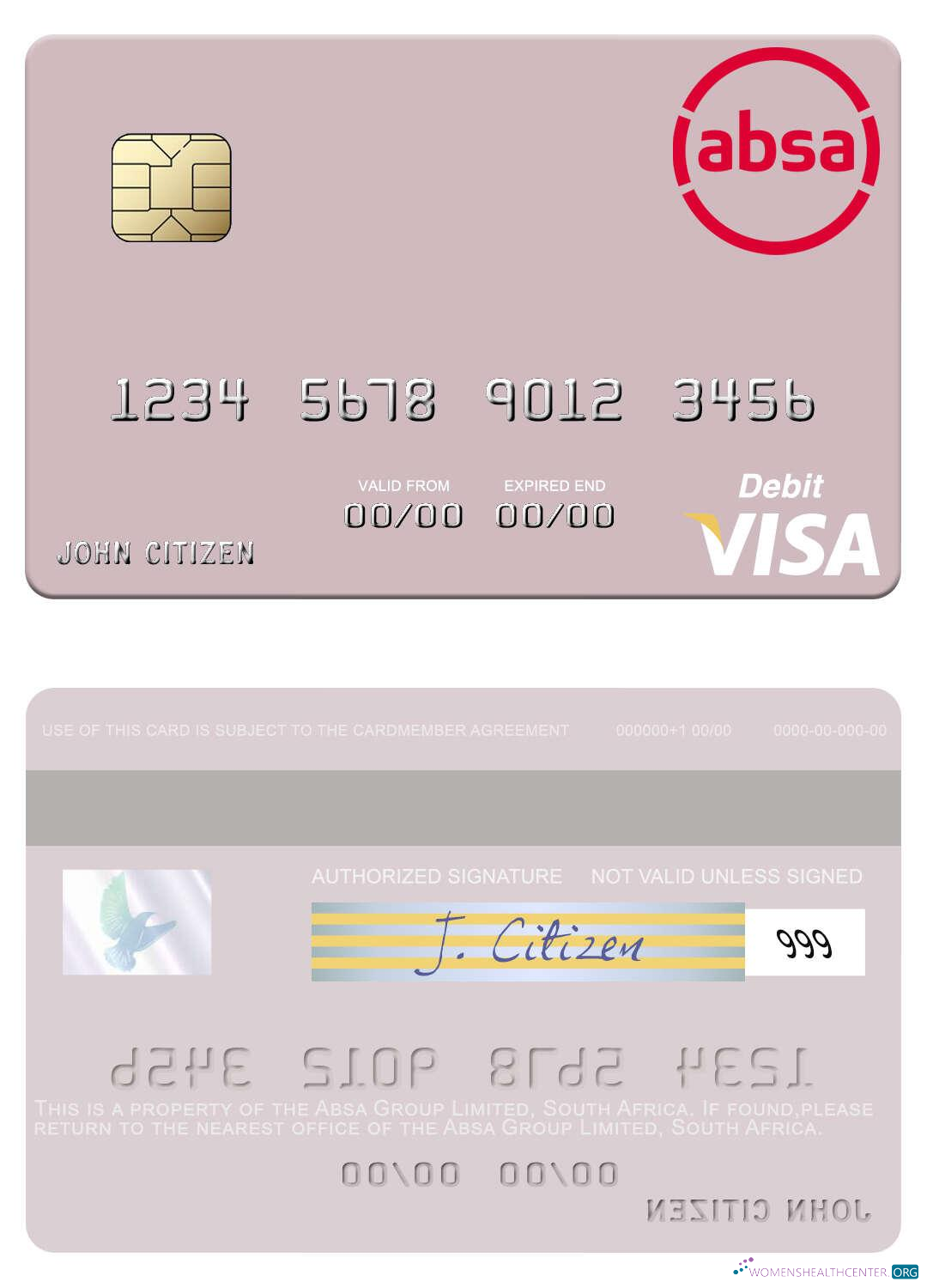 Download South Africa Absa Group Limited visa debit card Photoshop template
